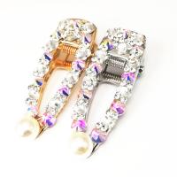 Zinc Alloy Alligator Hair Clip, with Plastic Pearl, plated & for woman & with rhinestone, nickel, lead & cadmium free, 60mm,80mm,55mm 