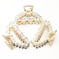 Zinc Alloy Hair Claw Clip, with Plastic Pearl, gold color plated & for woman & with rhinestone & hollow, nickel, lead & cadmium free, 45mm,50mm,55mm 