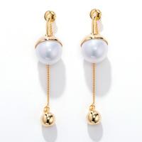 Zinc Alloy Drop Earring, with Plastic Pearl, plated, vintage & fashion jewelry & for woman nickel, lead & cadmium free, 65*13mm 