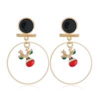 Christmas Earrings, Zinc Alloy, gold color plated, Christmas Design & cute & for woman & enamel, nickel, lead & cadmium free, 45*30mm 