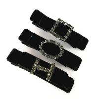 Zinc Alloy Alligator Hair Clip, with Cloth, gold color plated, dyed & for woman & with rhinestone, black, nickel, lead & cadmium free, 60mm 