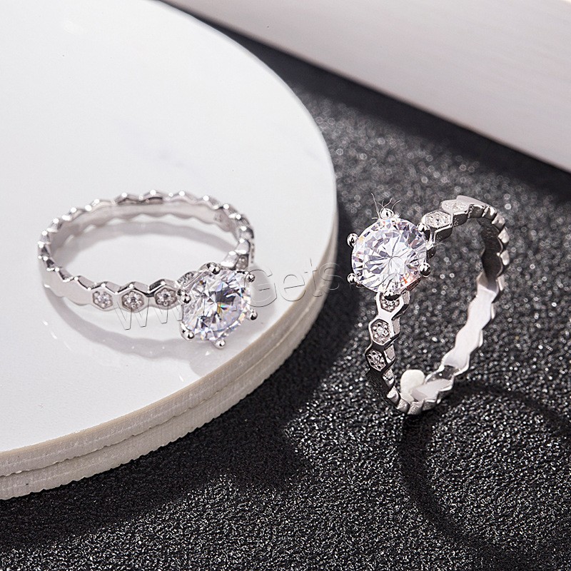 Стерлингового серебра кольцо, 925 пробы, плакирован серебром, разный размер для выбора & Женский & со стразами, продается PC