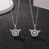 925 Sterling Silver Sweater Necklace, for woman & with rhinestone, silver color Approx 31 Inch 