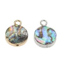 Abalone Shell Pendants, with Brass, Flat Round, plated Approx 3mm, Approx 