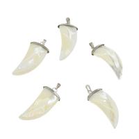 White Shell Pendants, with Brass, platinum color plated, white Approx 2mm, Approx 