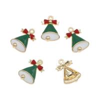 Zinc Alloy Christmas Pendants, Christmas Bell, gold color plated, Christmas Design & enamel Approx 1.5mm 