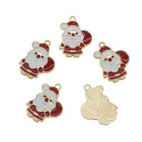 Zinc Alloy Christmas Pendants, Santa Claus, gold color plated, Christmas Design & enamel Approx 1.5mm 