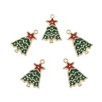 Zinc Alloy Christmas Pendants, Christmas Tree, gold color plated, Christmas Design & enamel Approx 1.5mm 