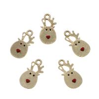 Zinc Alloy Christmas Pendants, Christmas Reindeer, gold color plated, Christmas Design & enamel Approx 2mm 