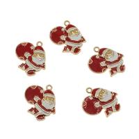 Zinc Alloy Christmas Pendants, Santa Claus, gold color plated, Christmas Design & enamel Approx 1.5mm 