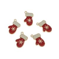 Zinc Alloy Christmas Pendants, Christmas Glove, gold color plated, Christmas Design & enamel, red Approx 1mm 