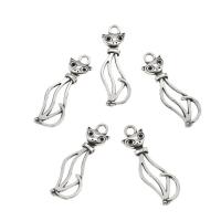 Zinc Alloy Animal Pendants, Cat, antique silver color plated Approx 3mm 