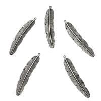 Zinc Alloy Feather Pendants, antique silver color plated Approx 1mm 