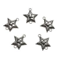 Zinc Alloy Charm Connector, Flat Star, antique silver color plated, 1/1 loop Approx 1.5mm 