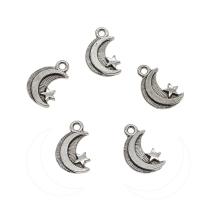 Zinc Alloy Jewelry Pendants, Moon and Star, antique silver color plated Approx 1.5mm 