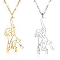 Stainless Steel Jewelry Necklace, Monkey, polished, oval chain & for woman & hollow Approx 17.72 Inch 