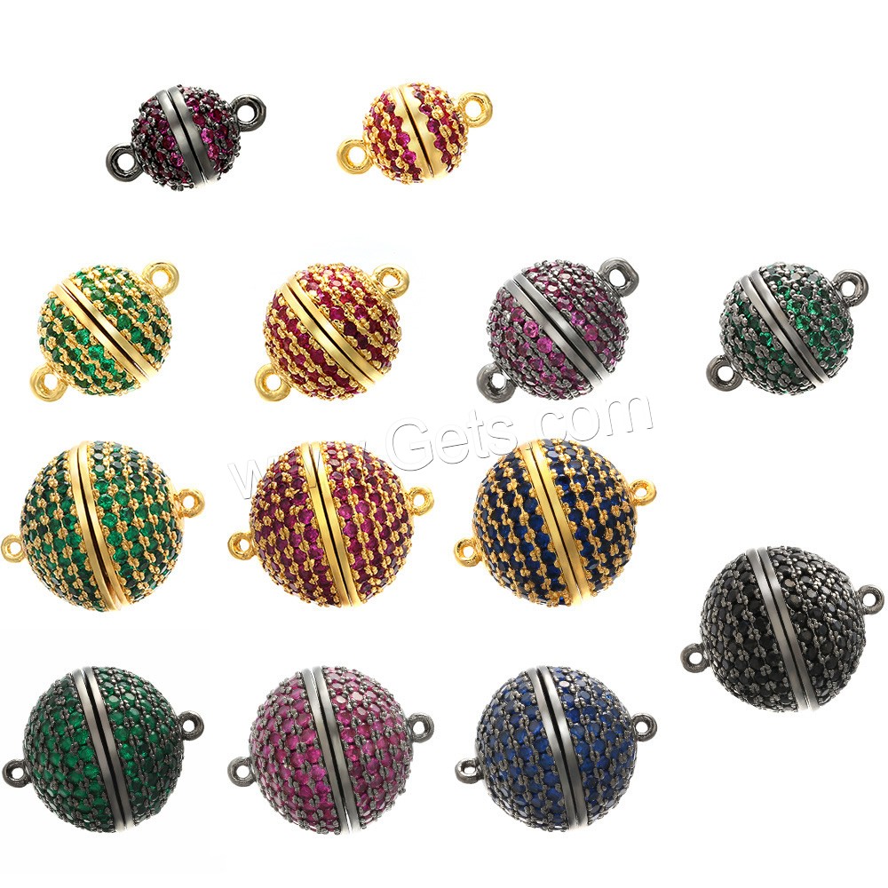 Brass Magnetic Clasp, Round, plated, different size for choice & micro pave cubic zirconia, more colors for choice, Hole:Approx 1mm, 5PCs/Lot, Sold By Lot