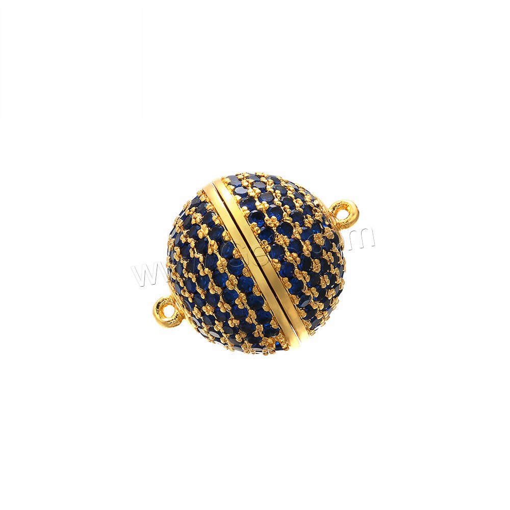 Brass Magnetic Clasp, Round, plated, different size for choice & micro pave cubic zirconia, more colors for choice, Hole:Approx 1mm, 5PCs/Lot, Sold By Lot