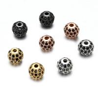 Cubic Zirconia Micro Pave Brass Beads, Round, plated, micro pave cubic zirconia Approx 1mm 
