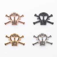 Cubic Zirconia Micro Pave Brass Connector, Skull, plated, micro pave cubic zirconia & 1/1 loop Approx 1mm 