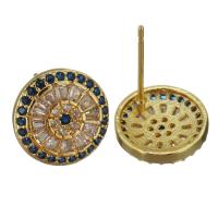 Brass Stud Earring, gold color plated, fashion jewelry & micro pave cubic zirconia & for woman 0.5mm 