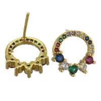 Brass Stud Earring, gold color plated, fashion jewelry & micro pave cubic zirconia & for woman 0.5mm 