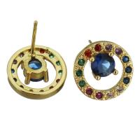 Brass Stud Earring, gold color plated, fashion jewelry & micro pave cubic zirconia & for woman 0.5mm 