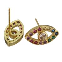 Brass Stud Earring, Eye, gold color plated, fashion jewelry & micro pave cubic zirconia & for woman 0.5mm 