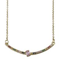 Cubic Zirconia Stainless Steel Necklace, with 1.5Inch extender chain, gold color plated, oval chain & micro pave cubic zirconia & for woman 1.5mm Approx 19.5 Inch 