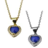 Cubic Zirconia Stainless Steel Necklace, with Glass, with 1.5Inch extender chain, Heart, plated, oval chain & micro pave cubic zirconia & for woman 1.5mm Approx 17.5 Inch 