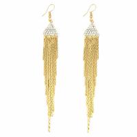 Zinc Alloy Tassel Earring, gold color plated, for woman & with rhinestone, nickel, lead & cadmium free, 140*17mm 