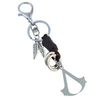 Edelstahl Karabiner mit Schlüsselringen, mit Kunstleder, silberfarben plattiert, Modeschmuck & für den Menschen, frei von Nickel, Blei & Kadmium, 150*35mm, verkauft von Strang