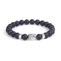 Black Stone Bracelet, with Glass Beads & Howlite, Unisex 8mm Approx 7.28 Inch 