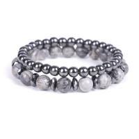 Map Stone Bracelet, with Hematite, Unisex 8mm Approx 7.28 Inch 