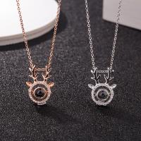 925 Sterling Silver Miniature Projection Necklace, plated, for woman & with rhinestone Approx 20 Inch 
