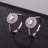 Стерлингового серебра кольцо, 925 пробы, разный размер для выбора & Женский & со стразами, серебряный, продается PC