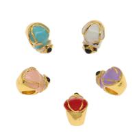 Zinc Alloy Animal Beads, Brass, Dog, gold color plated, enamel Approx 3mm 
