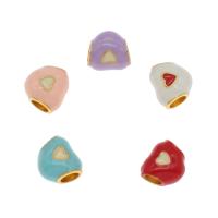 Zinc Alloy Heart Beads, Brass, gold color plated, enamel & large hole Approx 4mm 