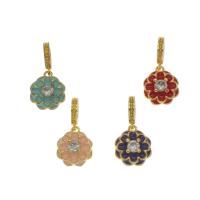 Zinc Alloy Flower Pendants, Brass, gold color plated, enamel & with cubic zirconia Approx 3mm 