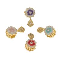 Zinc Alloy Flower Pendants, Brass, gold color plated, micro pave cubic zirconia & enamel Approx 4mm 