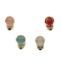 Zinc Alloy Animal Beads, Brass, Dog, gold color plated, enamel & large hole Approx 4mm 
