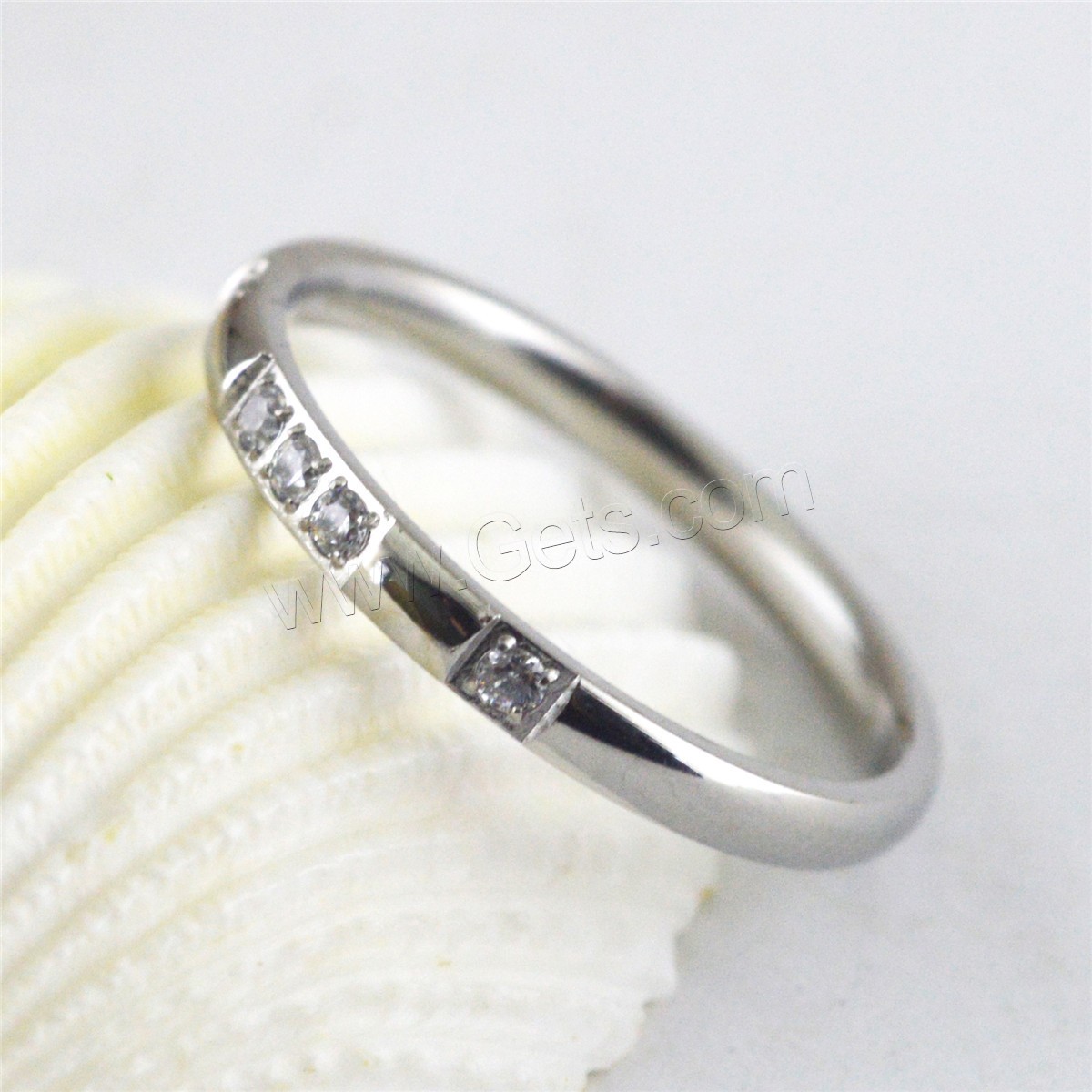 Нержавеющая сталь Rhinestone палец кольцо, титан, разный размер для выбора & Женский & со стразами, Много цветов для выбора, 2mm, продается PC