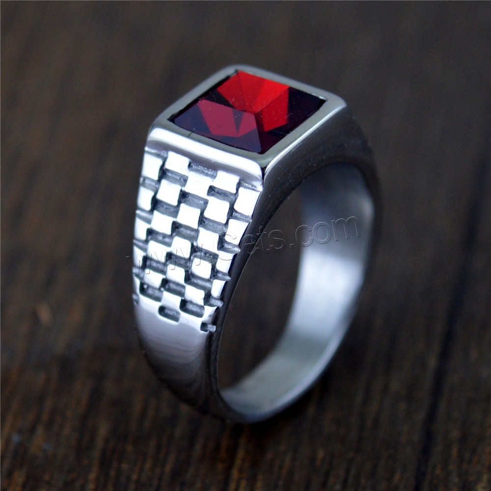 Titanium Steel Finger Ring, with Crystal, vintage & Unisex, more colors for choice, 4mm,11mm, Sold By PC