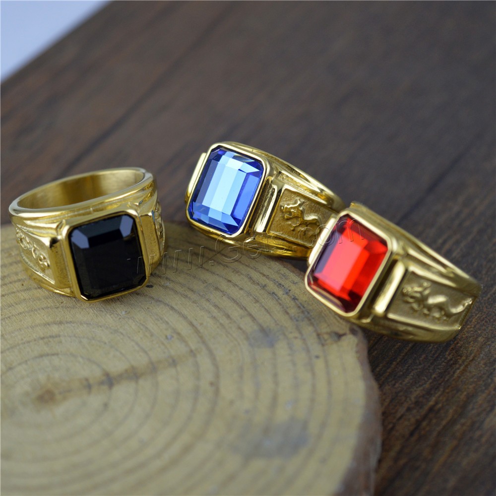 Титан Сталь палец кольцо, титан, с Кристаллы, Мужская & разный размер для выбора, Много цветов для выбора, 6mm,15mm, продается PC