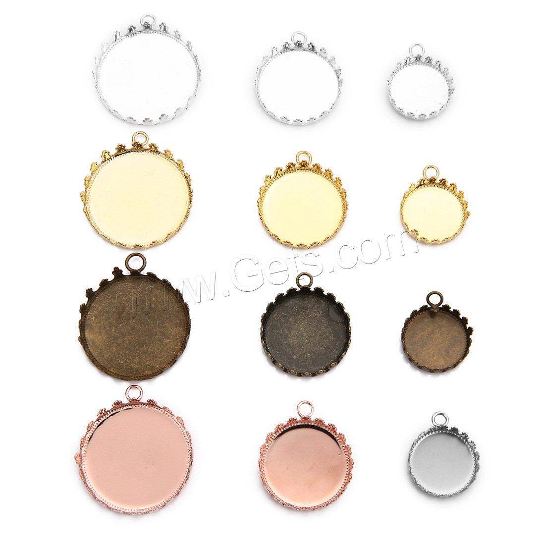 Brass Pendant Cabochon Setting, plated, different size for choice, more colors for choice, 10PCs/Bag, Sold By Bag