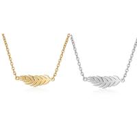 Stainless Steel Jewelry Necklace, Feather, polished, oval chain & for woman Approx 15.75 Inch 