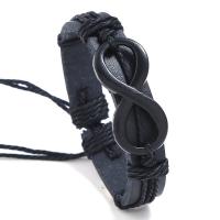 PU Leather Bracelet, with Linen & Zinc Alloy, Adjustable & Unisex nickel, lead & cadmium free, 170*12mm 