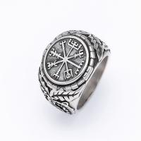 Titanium Steel Finger Ring, antique silver color plated & for man 