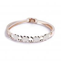Rhinestone Zinc Alloy Bangle, gold color plated, for woman & with rhinestone nickel, lead & cadmium free, 12*62mm 