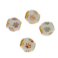 Zinc Alloy Large Hole Beads, Brass, gold color plated, enamel Approx 4mm 